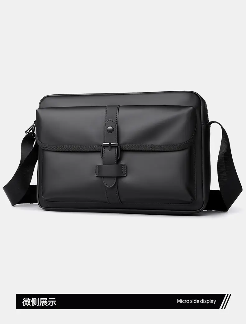 Men's Black Shoulder Crossbody Messenger Bag Lightweight Nylon — feature 28