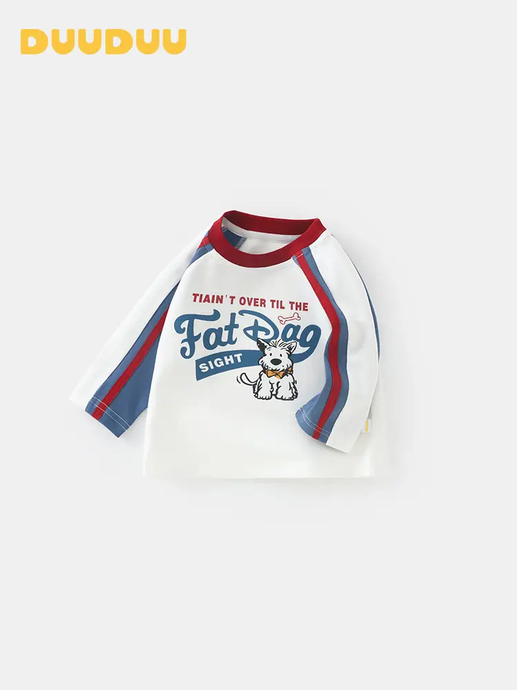 Duuduu Kids Long Sleeve T-Shirt White Red Blue - Image 4