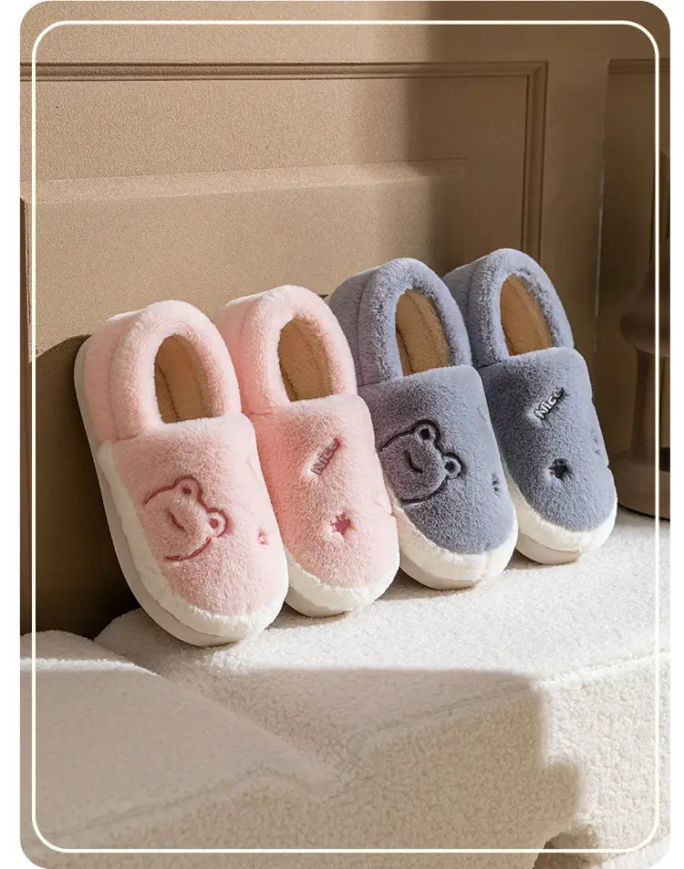 Indoor Warm Plush Cotton Slippers for Men Women Winter — feature 3
