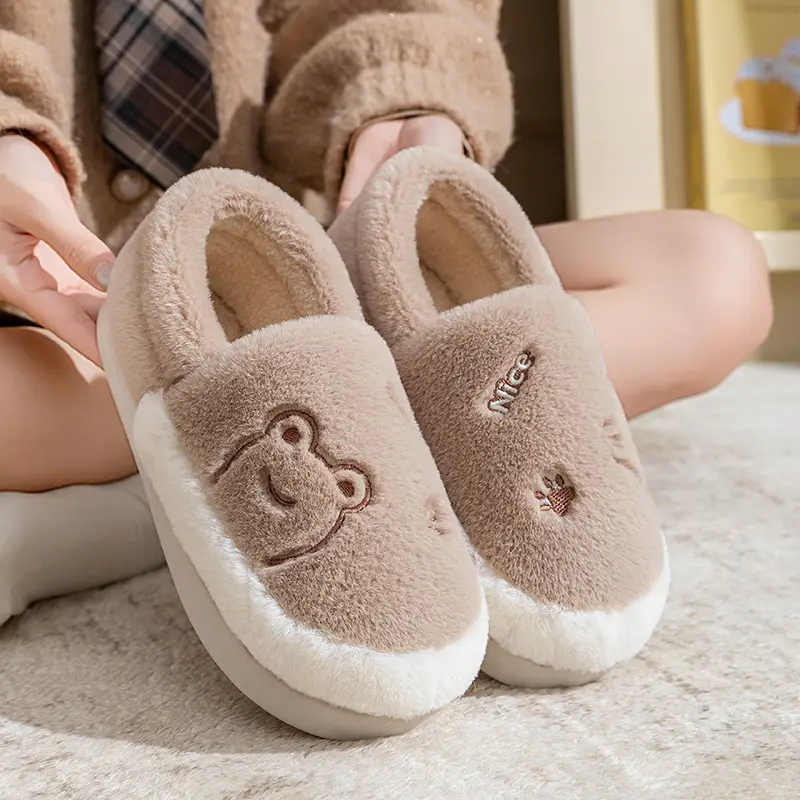Indoor Warm Plush Cotton Slippers for Men Women Winter - Image 2