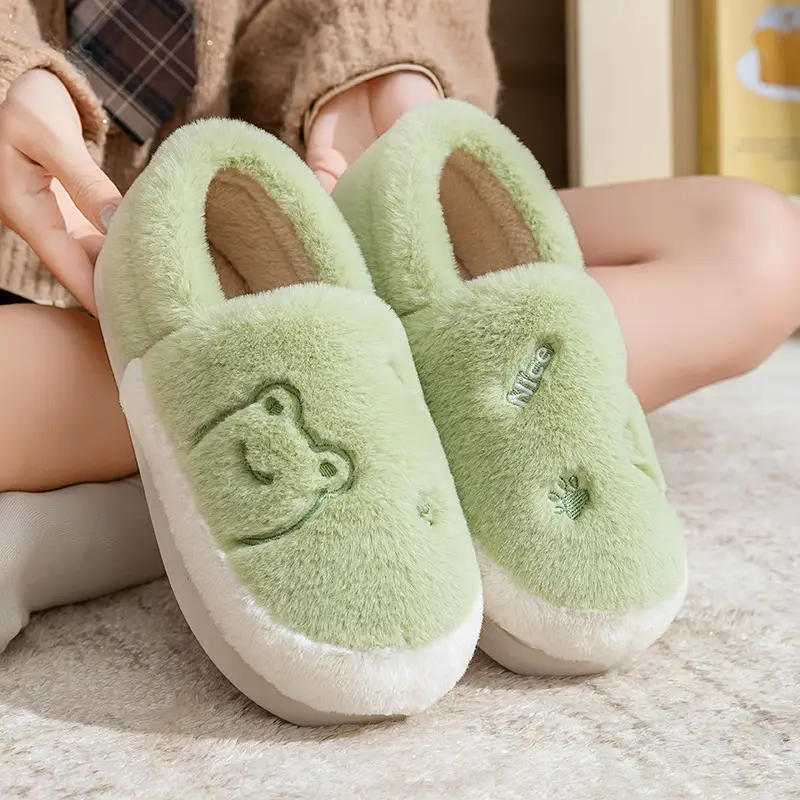 Indoor Warm Plush Cotton Slippers for Men Women Winter - Image 3