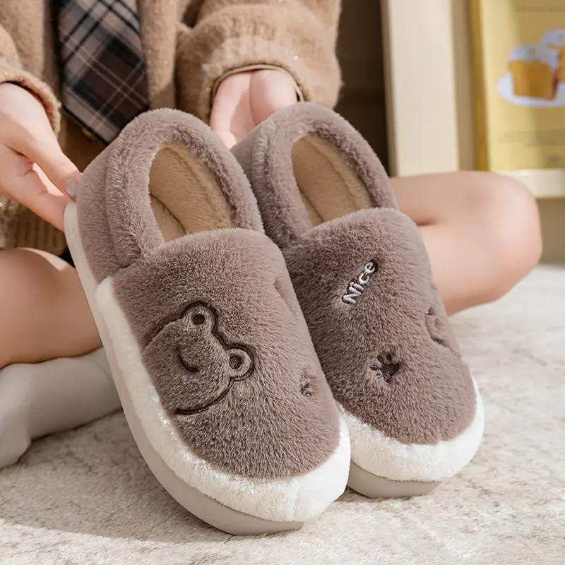 Indoor Warm Plush Cotton Slippers for Men Women Winter - Image 4