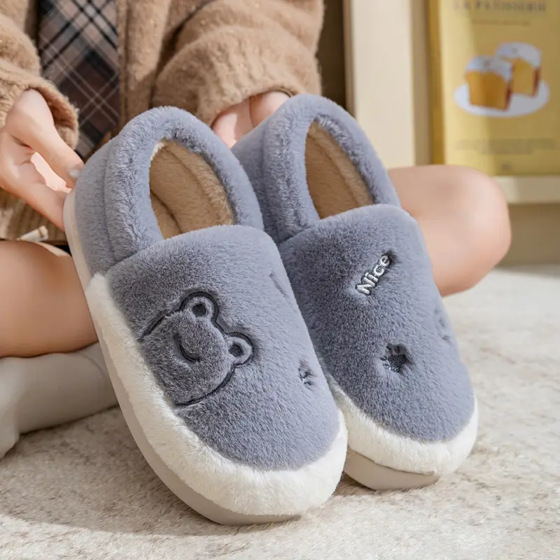Indoor Warm Plush Cotton Slippers for Men Women Winter - Image 5