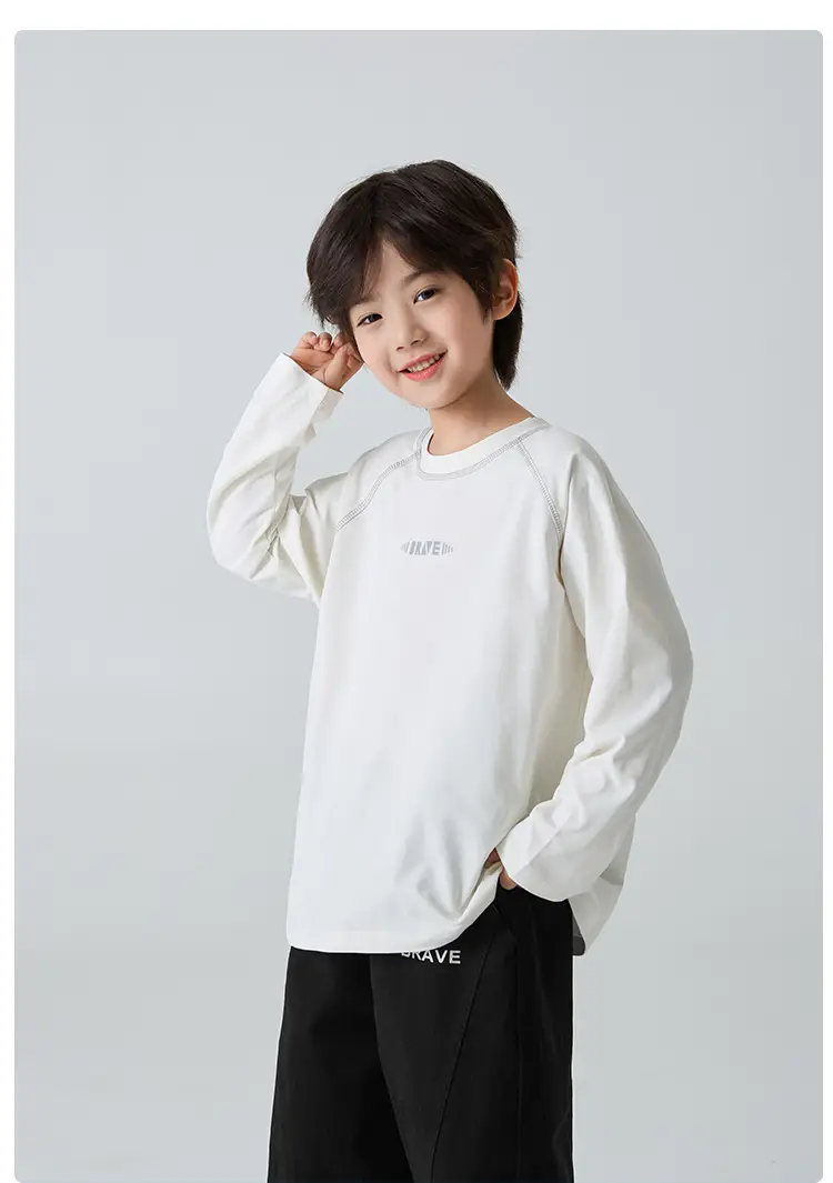 Haima Kids Cotton Long Sleeve T-Shirt White Sportswear — feature 10