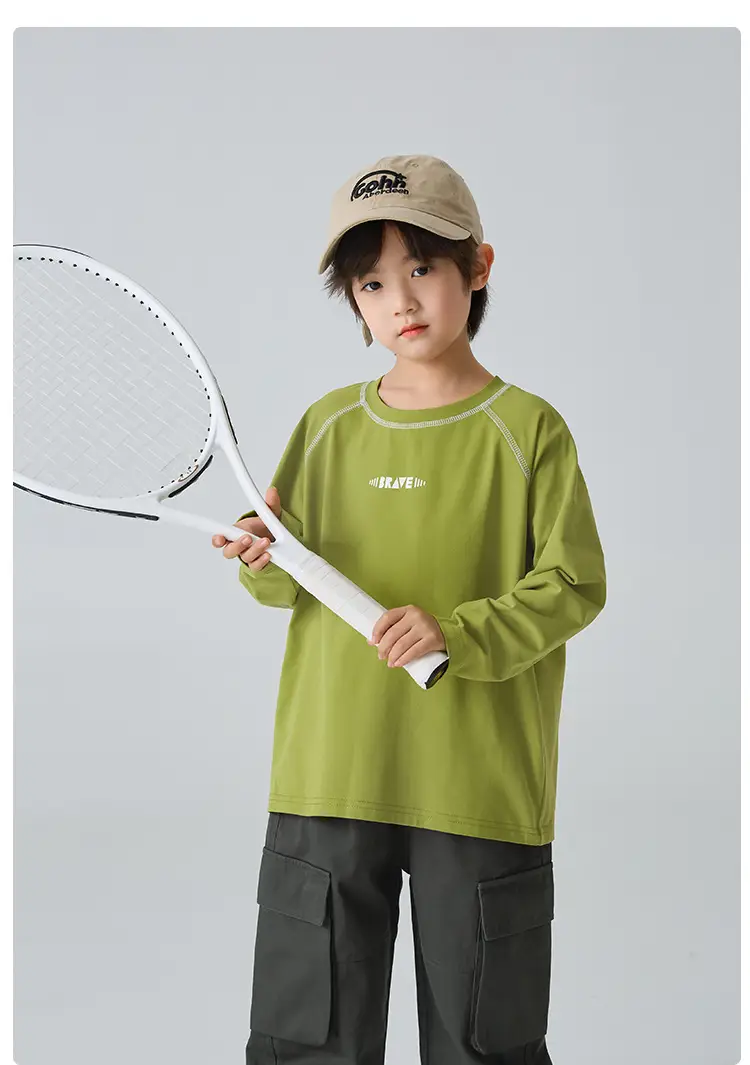 Haima Kids Cotton Long Sleeve T-Shirt White Sportswear — feature 12