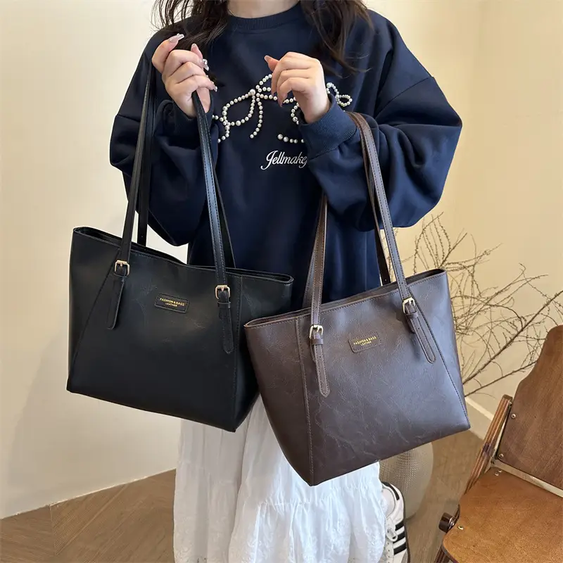 Trendy Brown Large Capacity Tote Bag for Women - Image 6