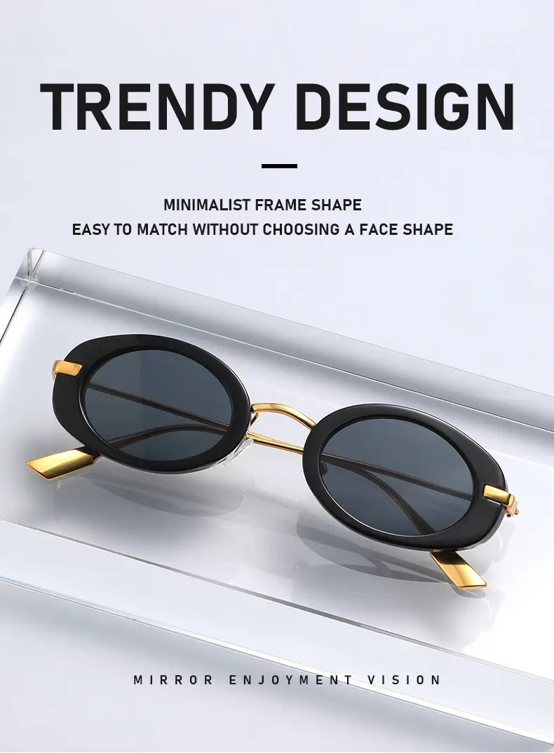 Oval Retro Sunglasses with Gold Frame & UV400 — feature 3