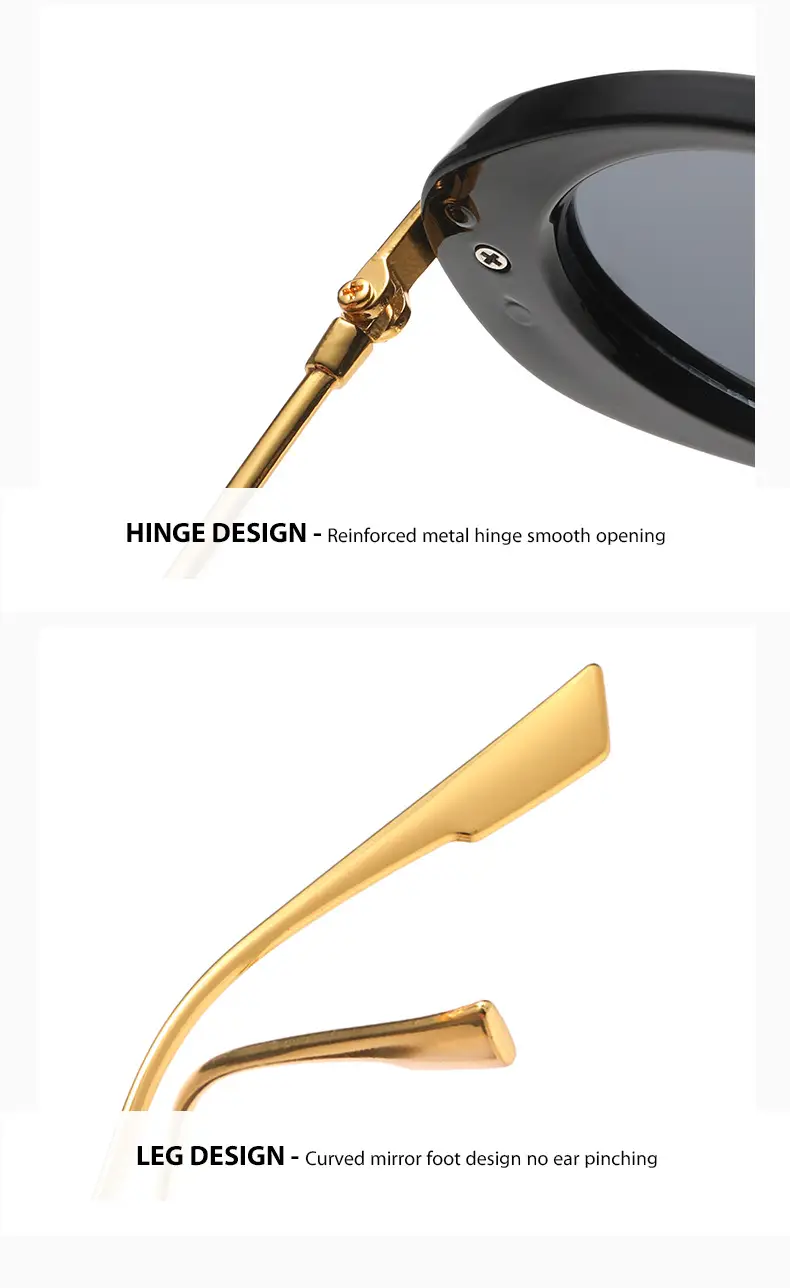 Oval Retro Sunglasses with Gold Frame & UV400 — feature 7