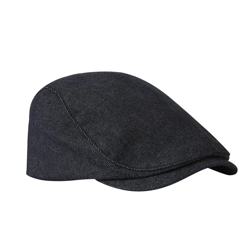 Men Retro Wash Denim Cap Forward Duck-Tongue Beret