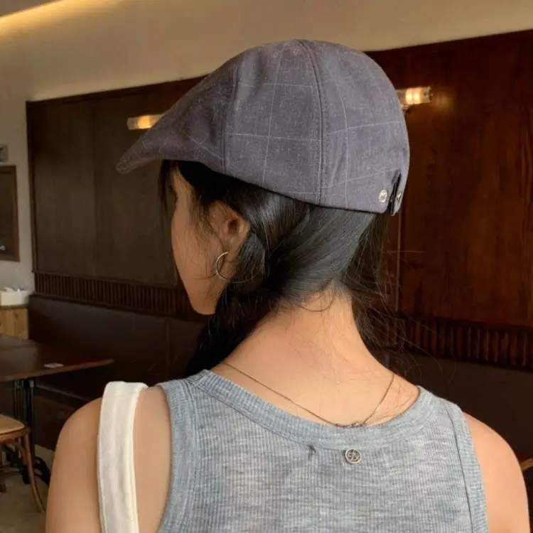 Women's Thin Breathable Artistic Beret Hat with Square Brim - Image 6