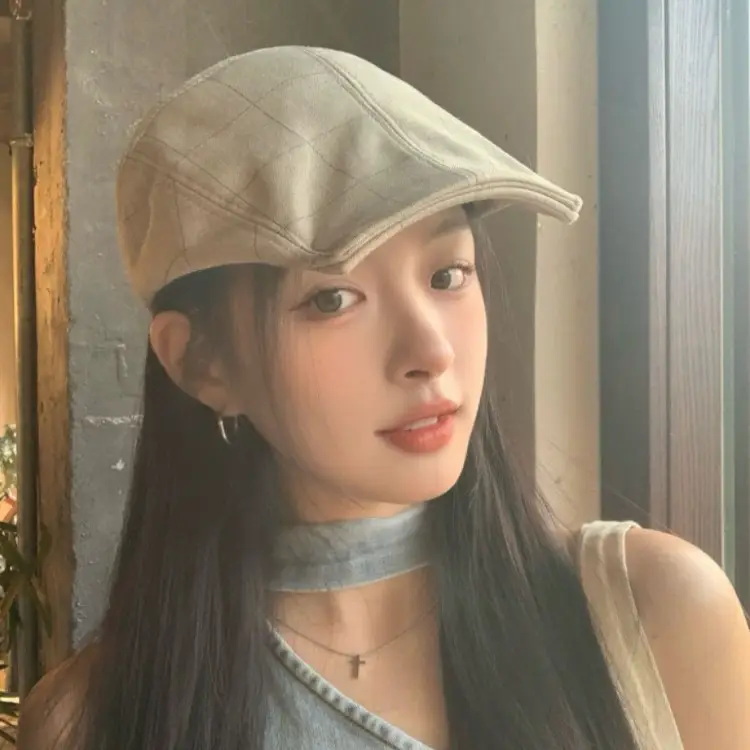 Women's Thin Breathable Artistic Beret Hat with Square Brim - Image 7
