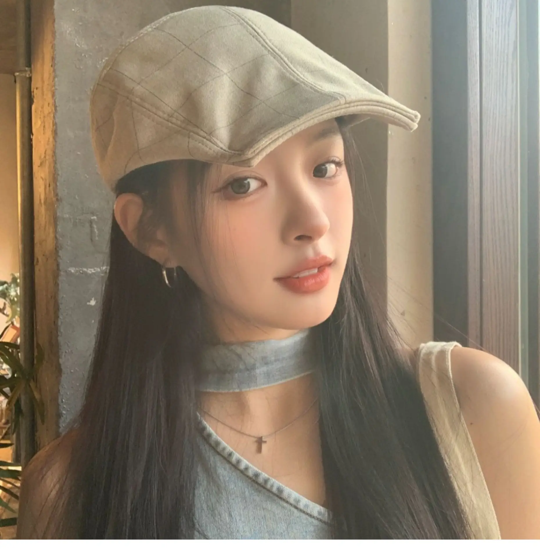 Women's Thin Breathable Artistic Beret Hat with Square Brim — feature 11
