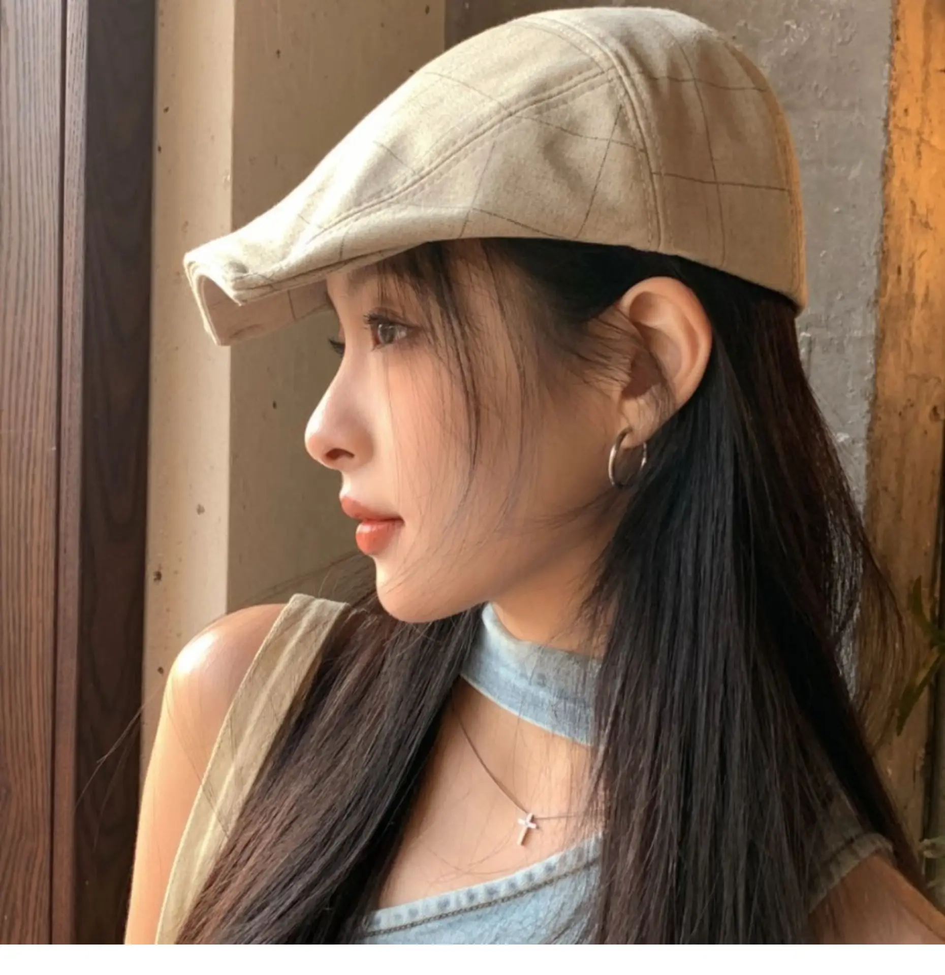 Women's Thin Breathable Artistic Beret Hat with Square Brim — feature 12