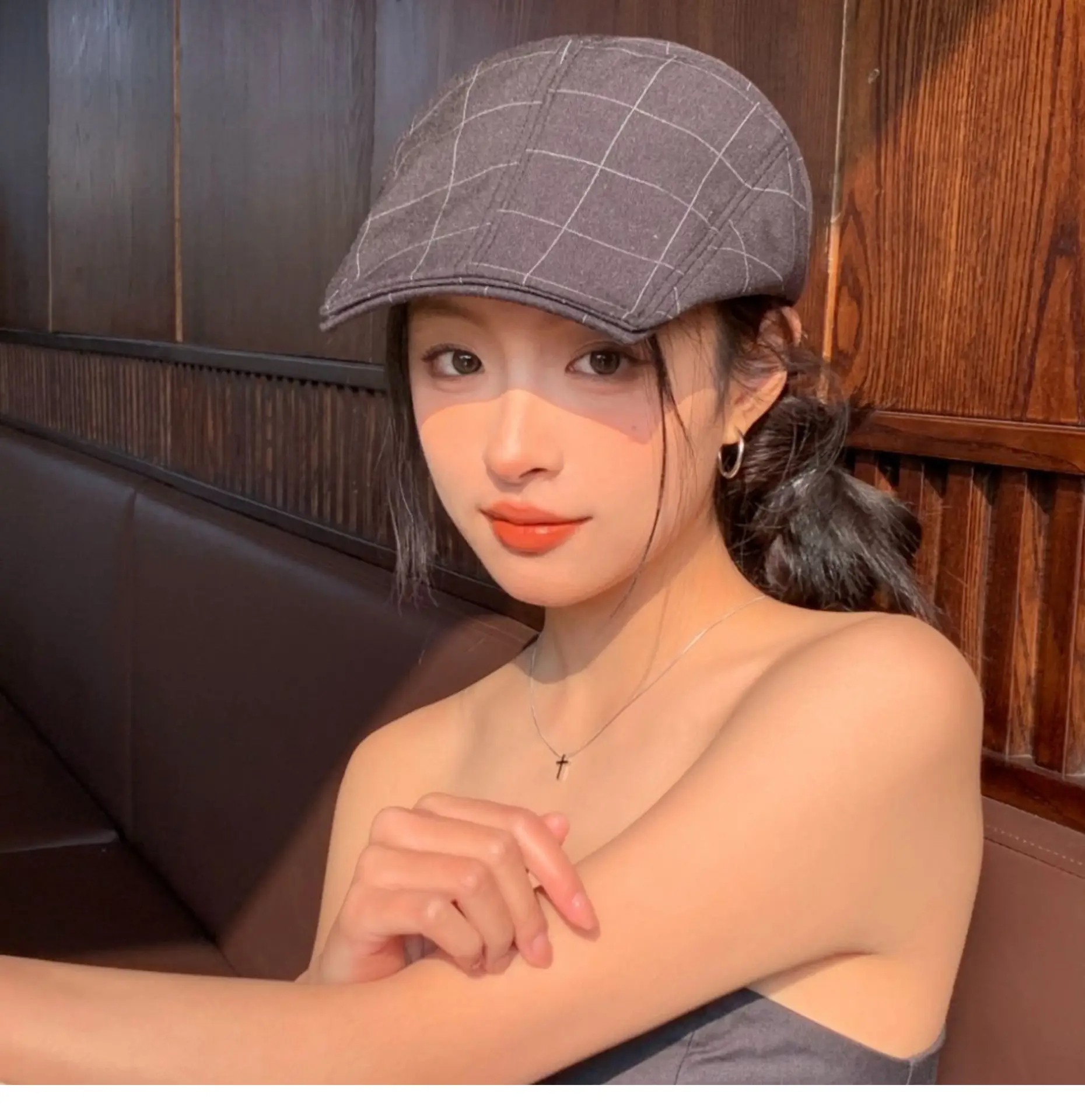 Women's Thin Breathable Artistic Beret Hat with Square Brim — feature 4