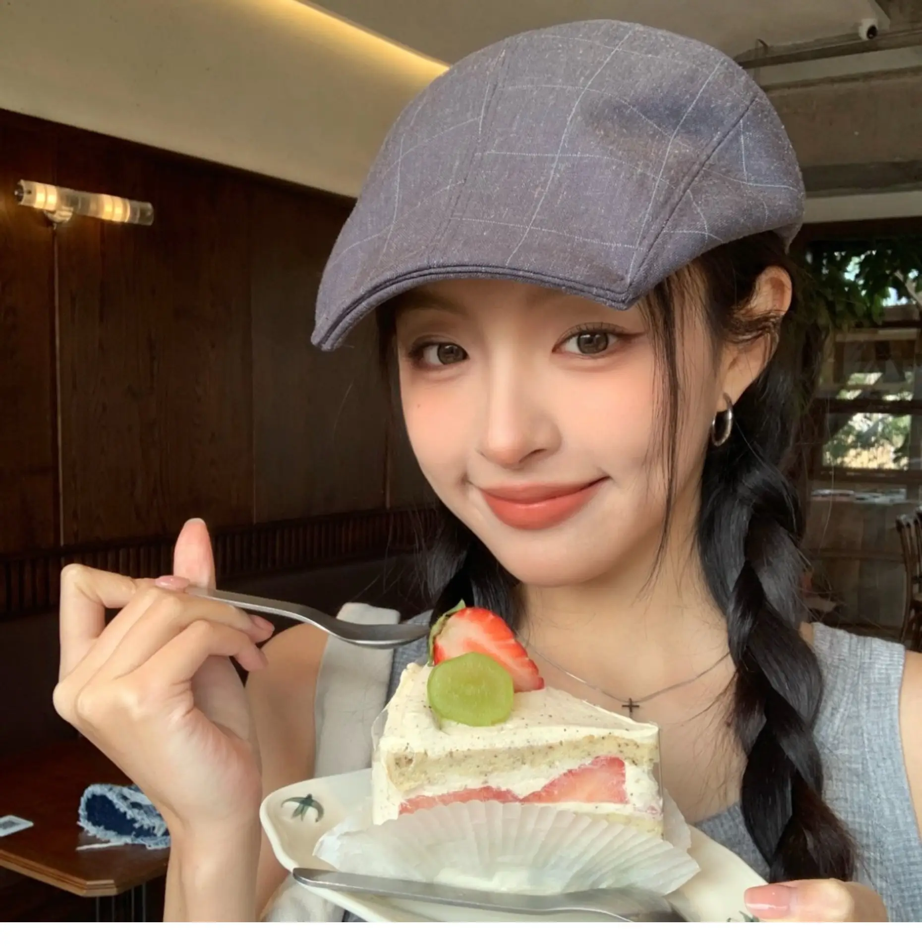Women's Thin Breathable Artistic Beret Hat with Square Brim — feature 8