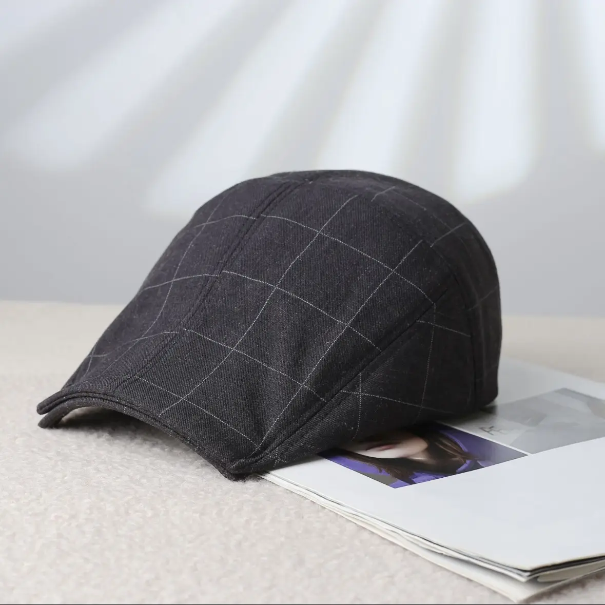 Women's Thin Breathable Artistic Beret Hat with Square Brim - Image 2