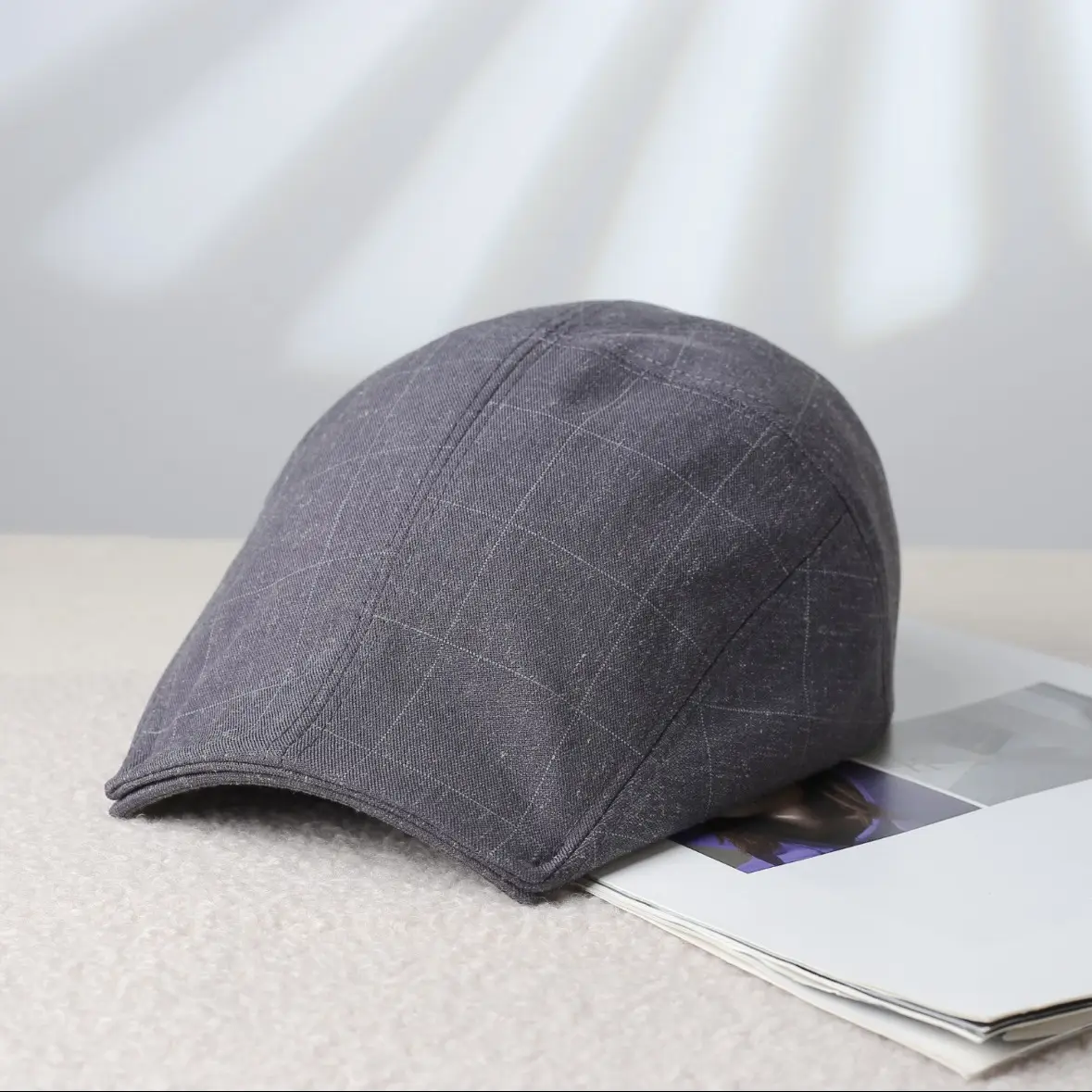 Women's Thin Breathable Artistic Beret Hat with Square Brim - Image 3