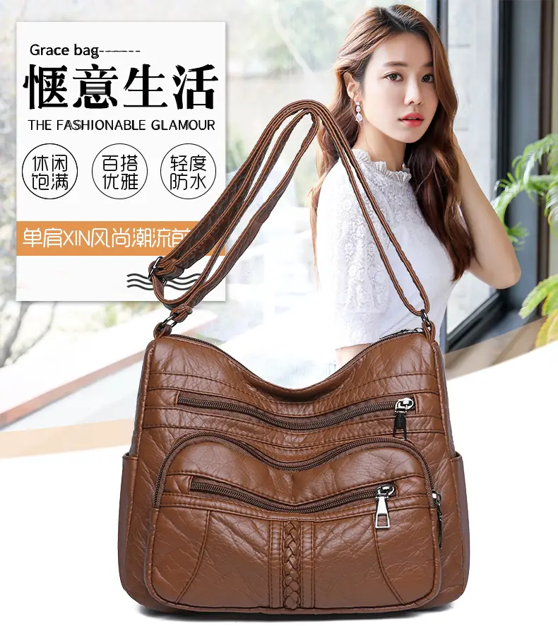 Retro Elegant Brown Quilted Shoulder Crossbody Bag for Women — feature 2