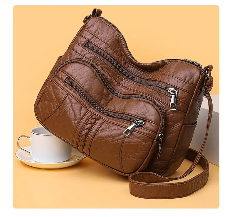 Retro Elegant Brown Quilted Shoulder Crossbody Bag for Women — feature 21