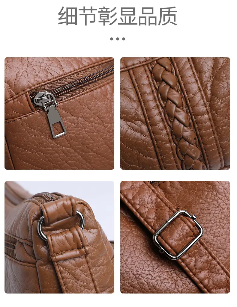 Retro Elegant Brown Quilted Shoulder Crossbody Bag for Women — feature 8