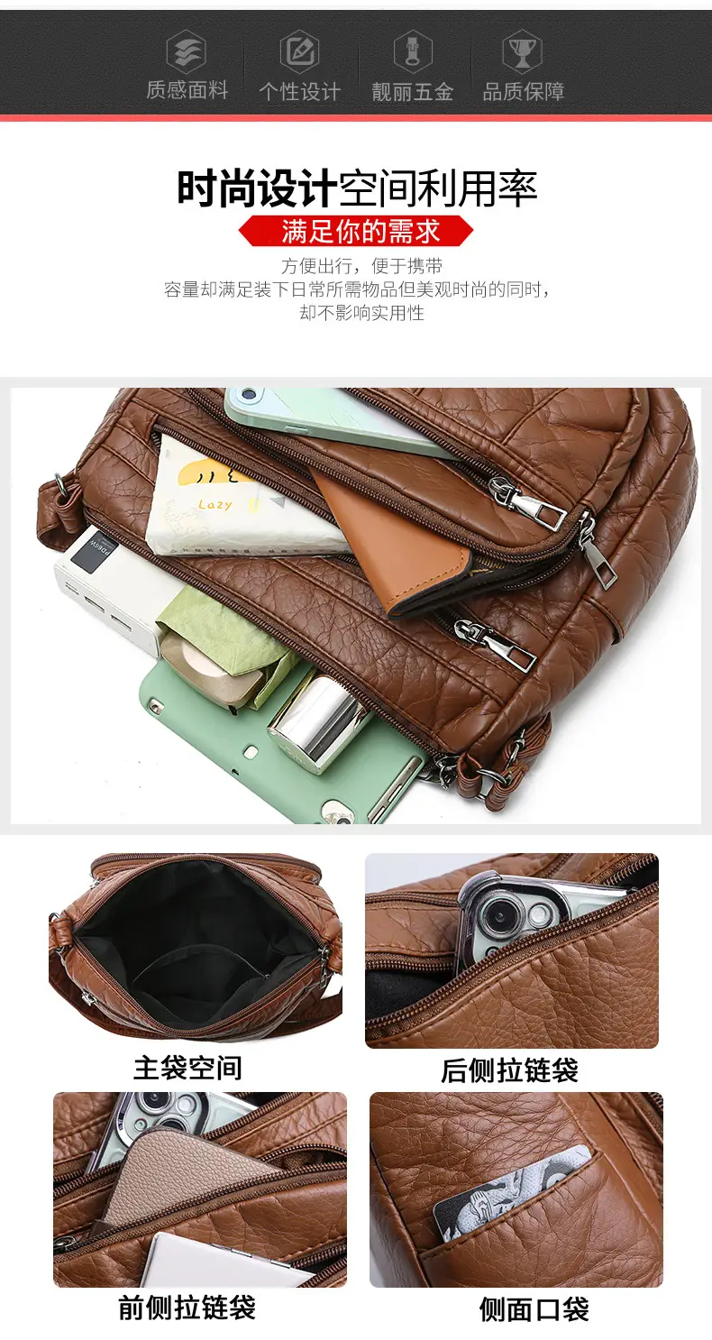 Retro Elegant Brown Quilted Shoulder Crossbody Bag for Women — feature 9