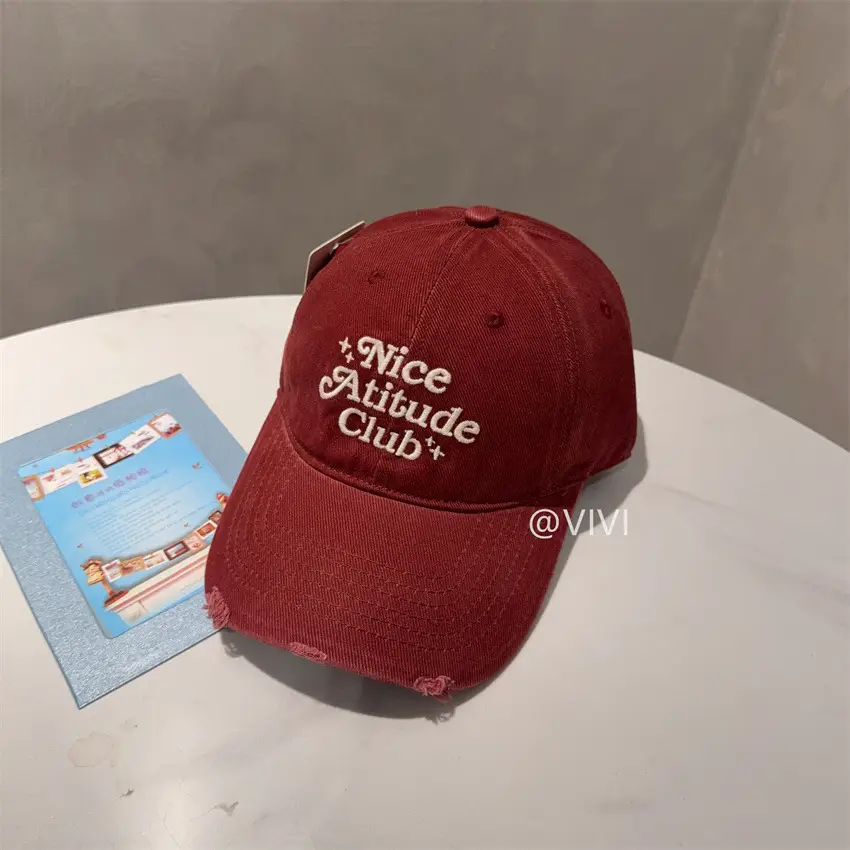 Women Washed Soft Baseball Cap with Letter Embroidery, Maroon & Burgundy - Image 12