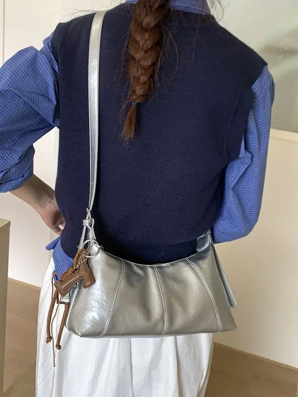 Brown Leather Shoulder Bag for Women Autumn New Niche Design - Image 8