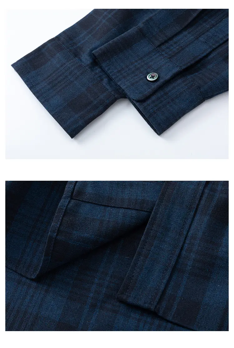 Dark Blue Plaid Hooded Shirt for Women Autumn Letter Print — feature 11