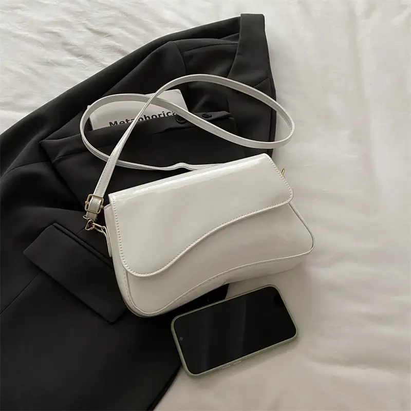 White Glossy Square Shoulder Bag for Women 2025 - Image 6