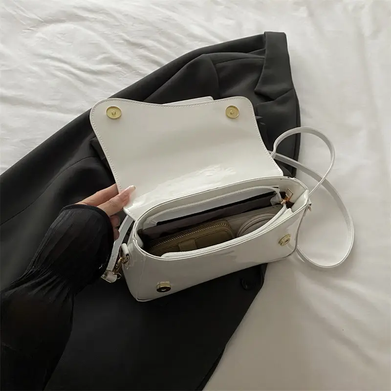 White Glossy Square Shoulder Bag for Women 2025 - Image 7