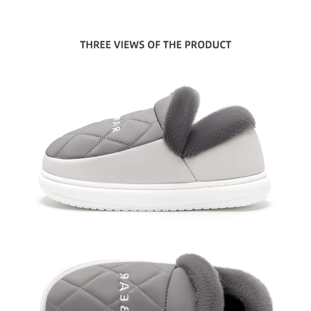 Bear Cotton Shoes Men's Indoor Home Non-Slip Warm Couple Home Bag Heel Soft Sole Winter Wool Slippers for Women — feature 24