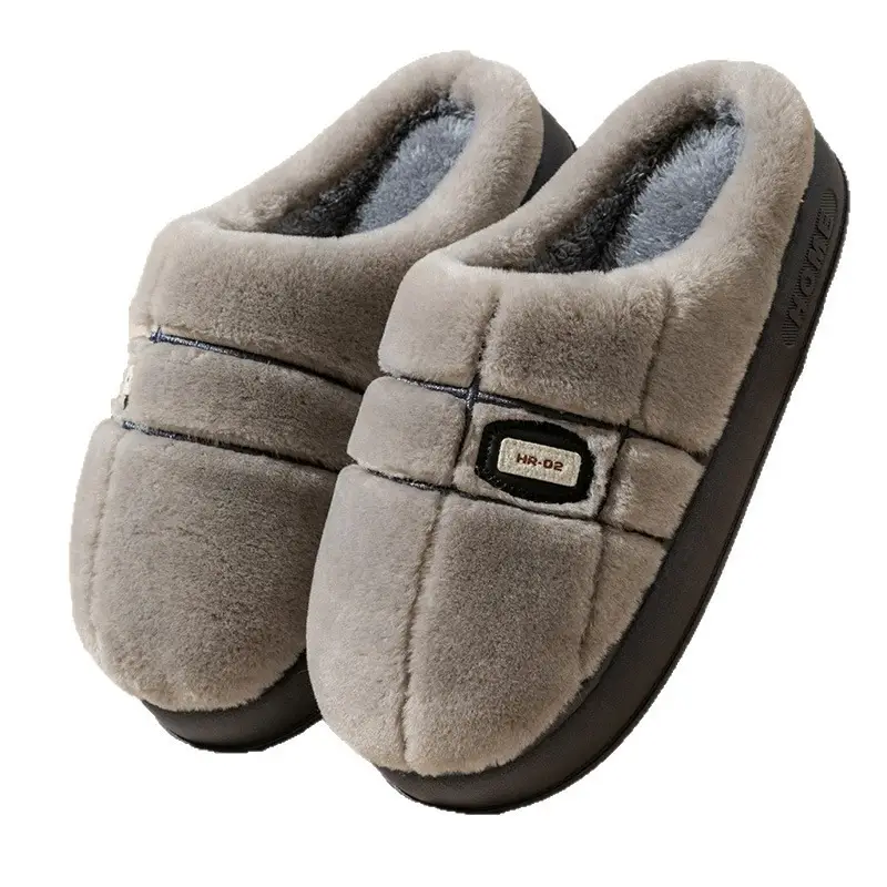 2025 Men's Cotton Slippers for Winter Home and Outdoor Wear Plush Slippers New Anti-Slip Thick Sole Warm Cotton Slippers for Men Wholesale - Image 8