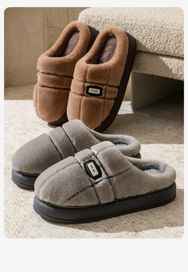 2025 Men's Cotton Slippers for Winter Home and Outdoor Wear Plush Slippers New Anti-Slip Thick Sole Warm Cotton Slippers for Men Wholesale — feature 20