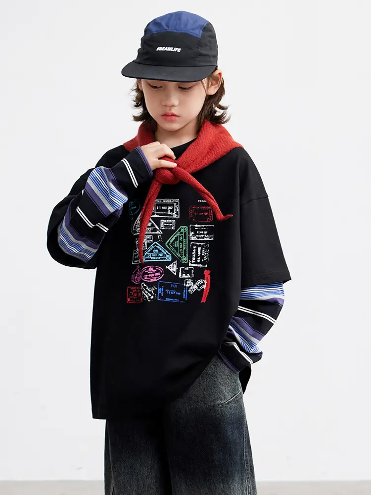 Boys Printed Striped Sweatshirt Set Black Spring Autumn 2026 - Image 2