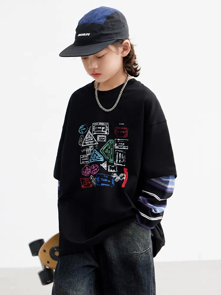 Boys Printed Striped Sweatshirt Set Black Spring Autumn 2026 - Image 3