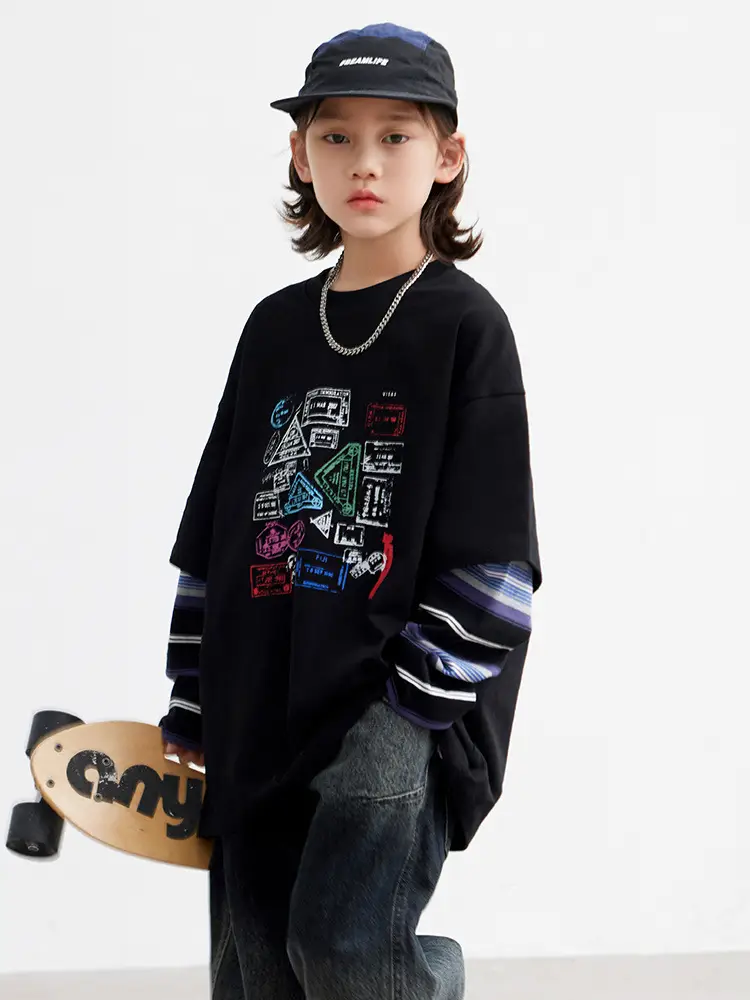 Boys Printed Striped Sweatshirt Set Black Spring Autumn 2026 - Image 4
