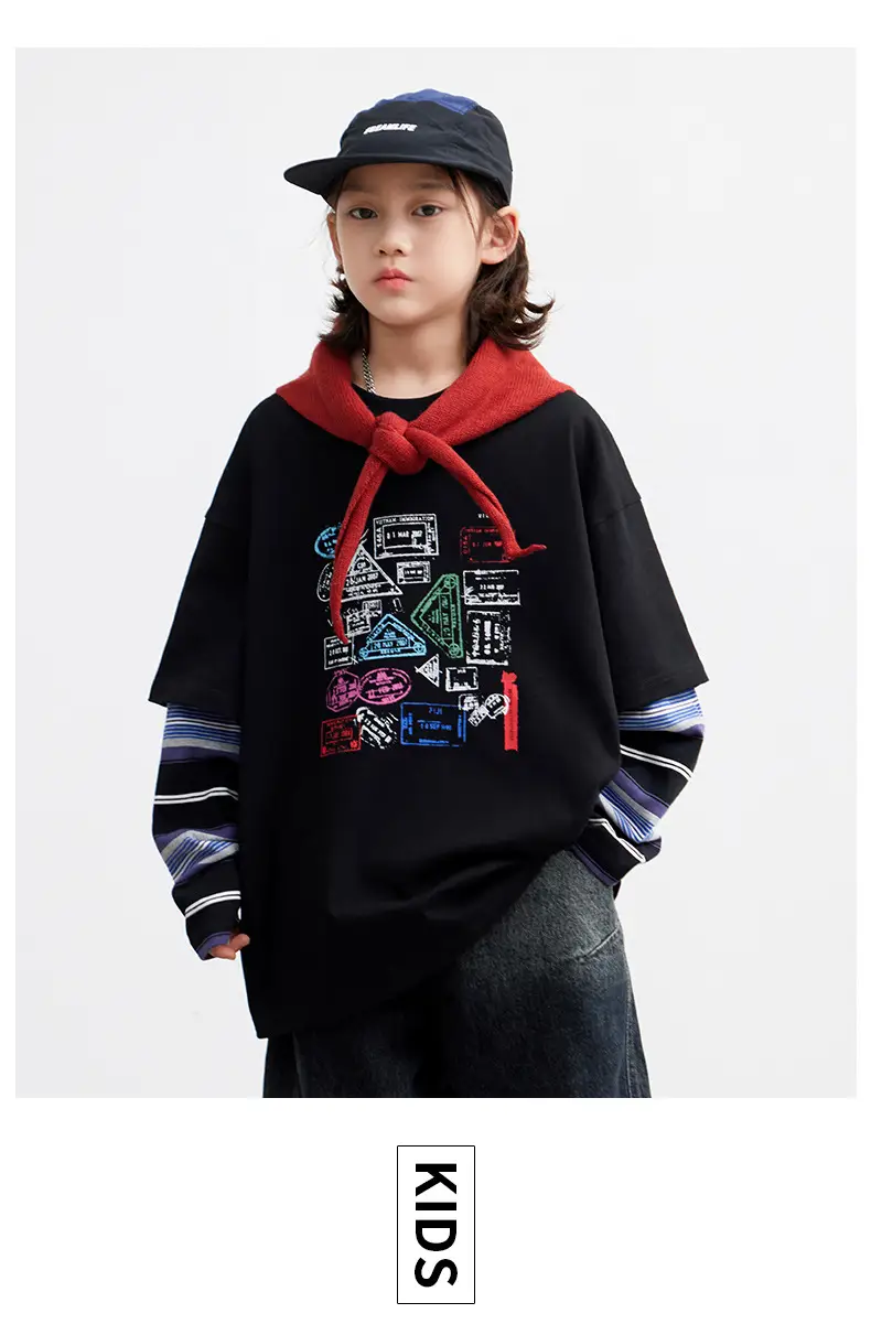 Boys Printed Striped Sweatshirt Set Black Spring Autumn 2026 — feature 13