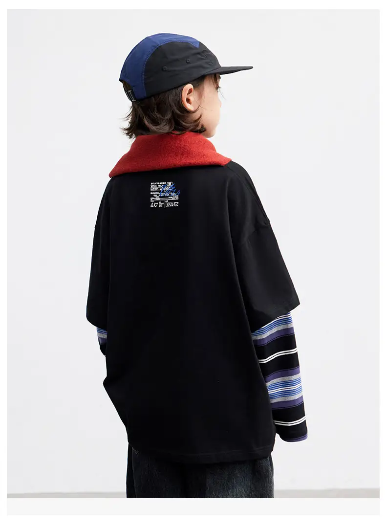 Boys Printed Striped Sweatshirt Set Black Spring Autumn 2026 — feature 14