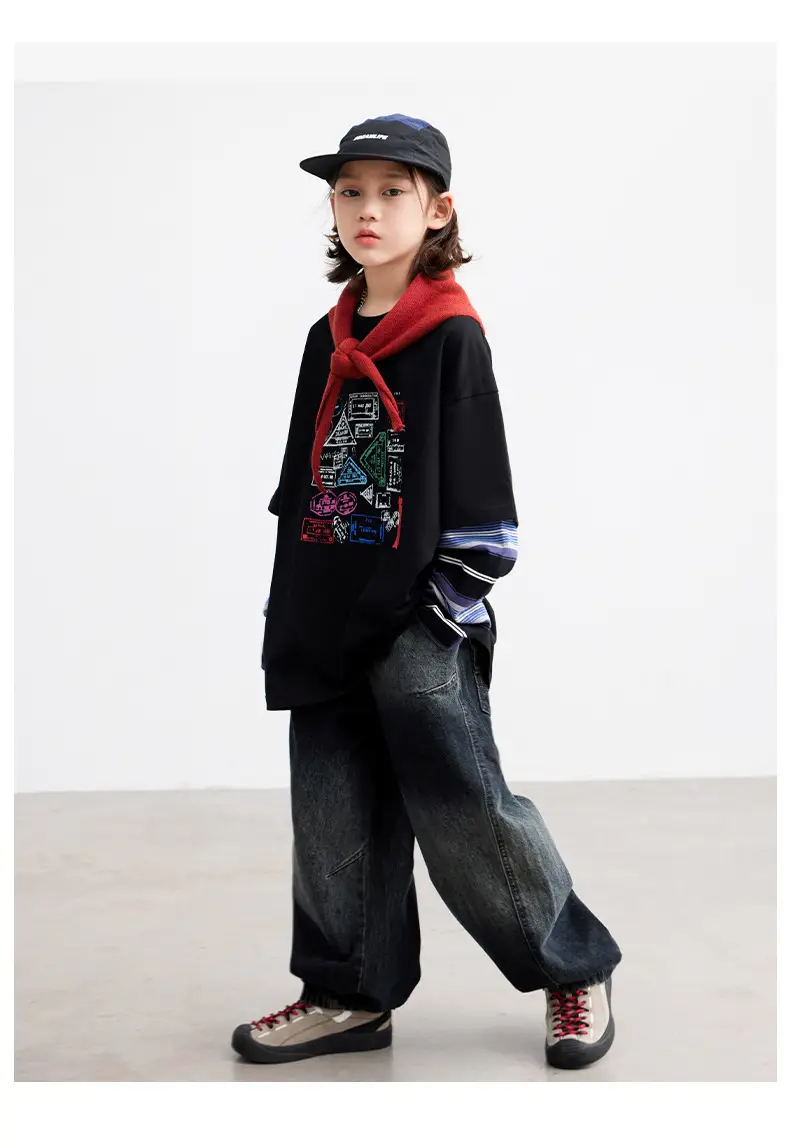 Boys Printed Striped Sweatshirt Set Black Spring Autumn 2026 — feature 15