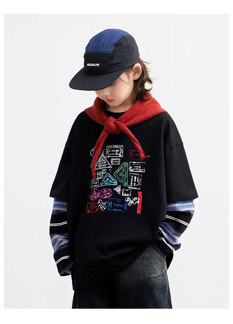 Boys Printed Striped Sweatshirt Set Black Spring Autumn 2026 — feature 18