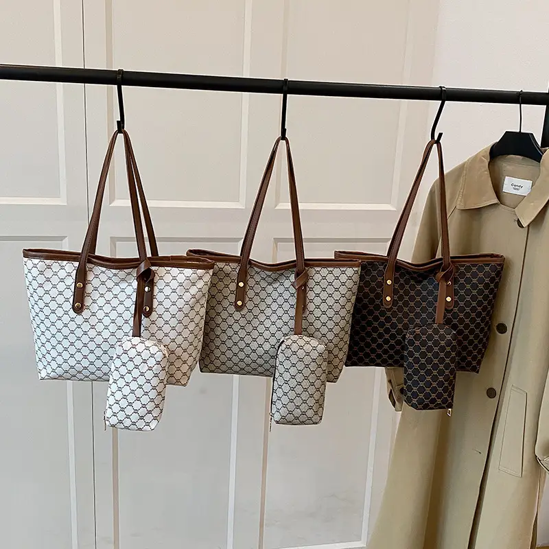Women Large Capacity Satchel Bag White Monogram Pattern - Image 7