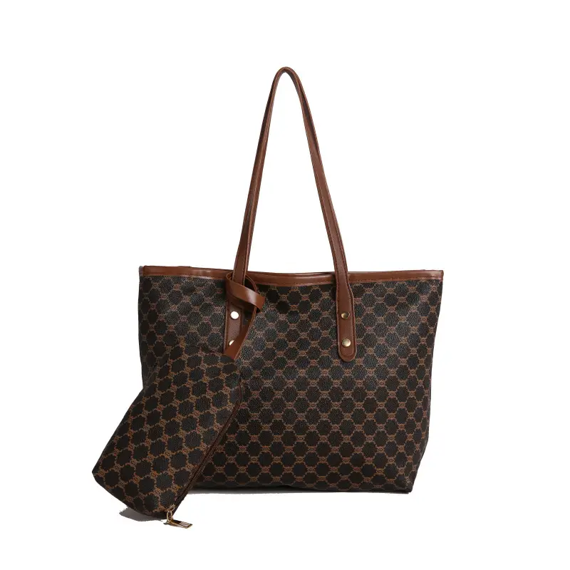 Women Large Capacity Satchel Bag White Monogram Pattern - Image 8