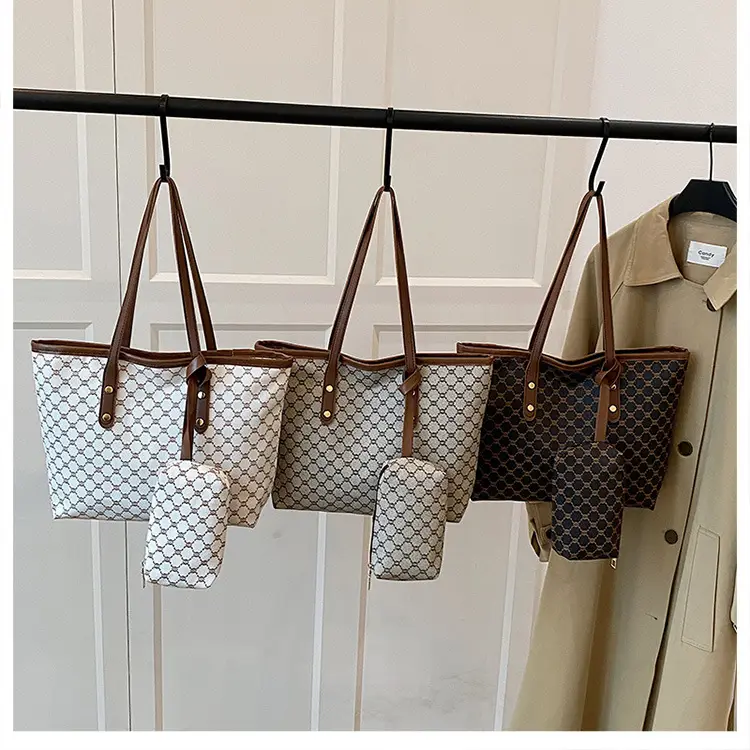 Women Large Capacity Satchel Bag White Monogram Pattern — feature 18