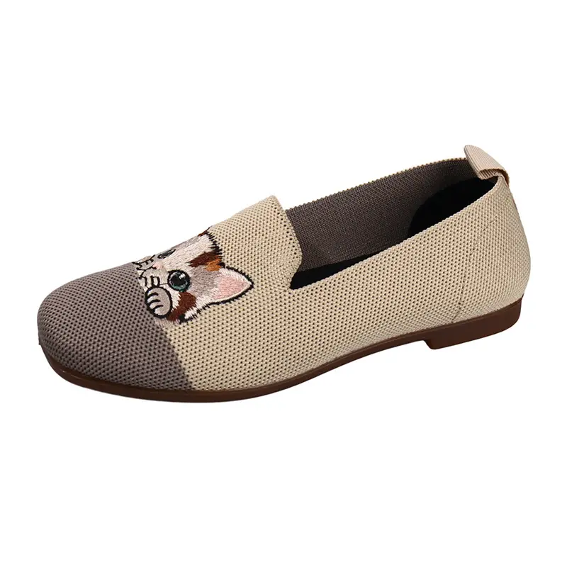 Spring and Summer New Style Women's Slip-On 2026 Casual Mom Shoes Round-Toe Flat Shoes National Trend Embroidered Loafers - Image 8