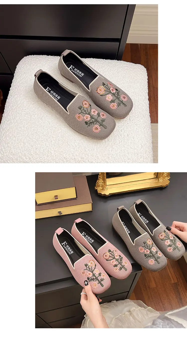 Spring and Summer New Style Women's Slip-On 2026 Casual Mom Shoes Round-Toe Flat Shoes National Trend Embroidered Loafers — feature 17