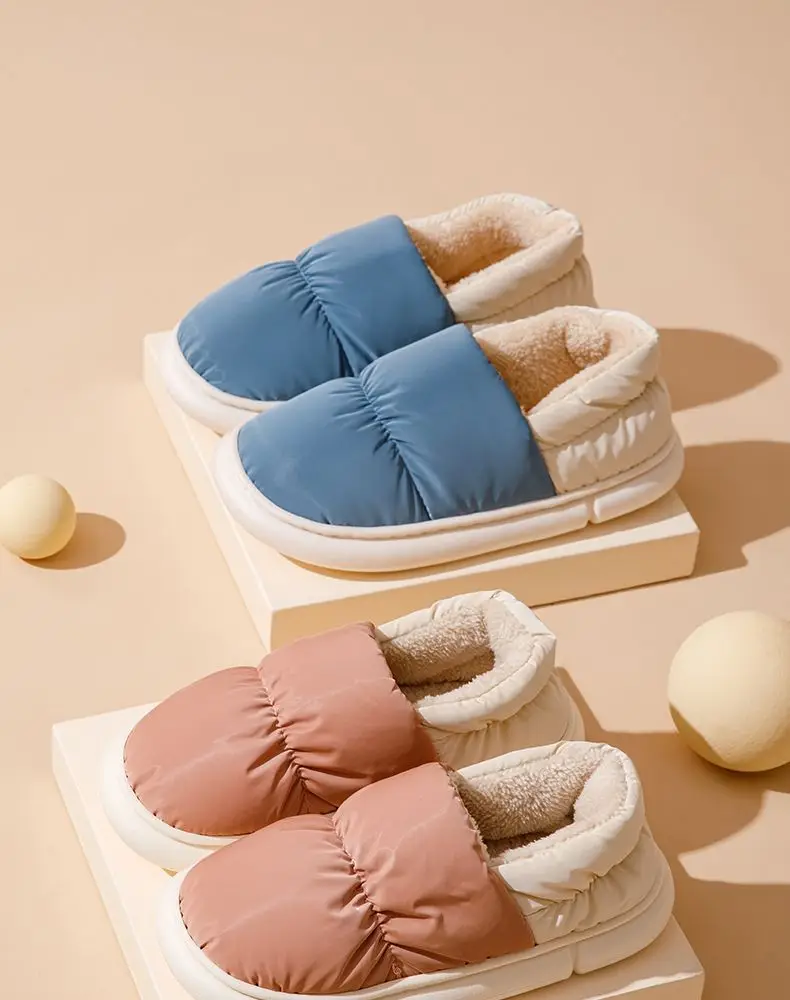 Cotton Slippers for Men and Women, Home Shoes, down Cloth Waterproof Bags and Outer Wear, Thick-Soled Indoor Slippers, Cold-Resistant and Warm Cotton Slippers — feature 1