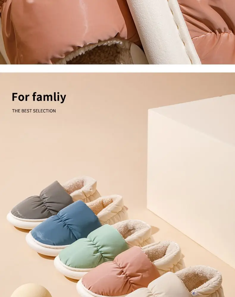 Cotton Slippers for Men and Women, Home Shoes, down Cloth Waterproof Bags and Outer Wear, Thick-Soled Indoor Slippers, Cold-Resistant and Warm Cotton Slippers — feature 10
