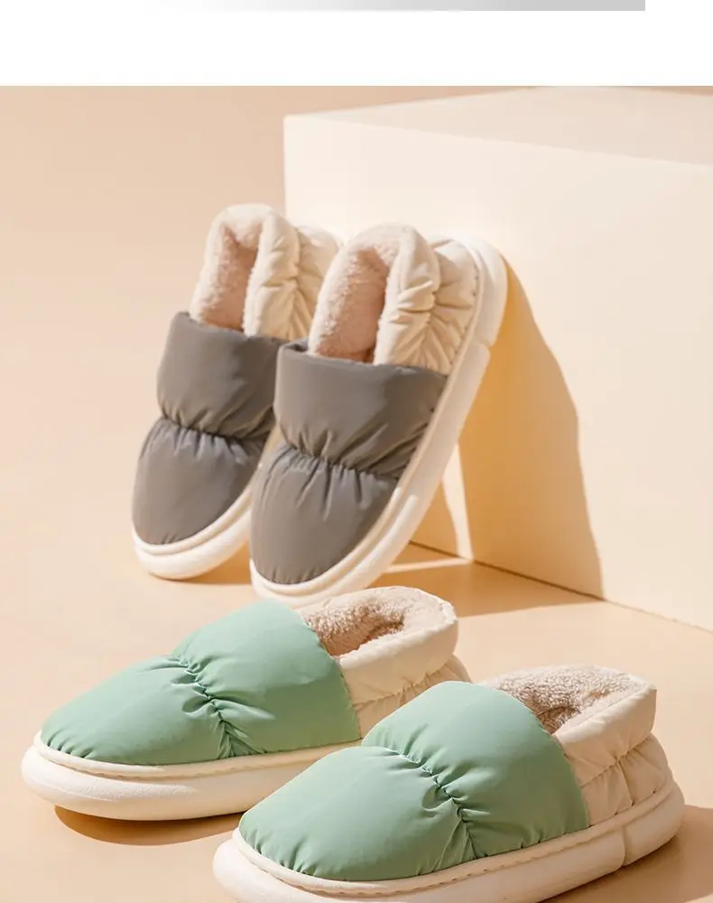 Cotton Slippers for Men and Women, Home Shoes, down Cloth Waterproof Bags and Outer Wear, Thick-Soled Indoor Slippers, Cold-Resistant and Warm Cotton Slippers — feature 17