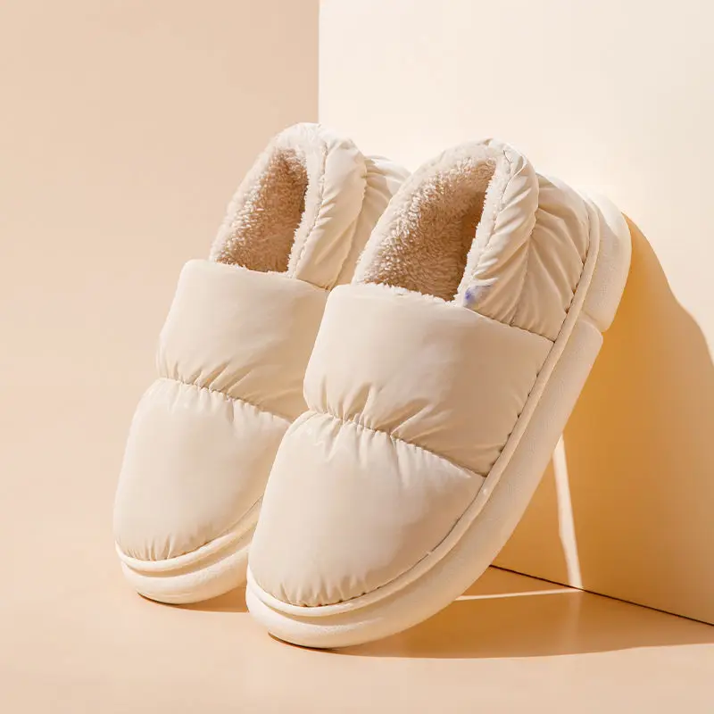Cotton Slippers for Men and Women, Home Shoes, down Cloth Waterproof Bags and Outer Wear, Thick-Soled Indoor Slippers, Cold-Resistant and Warm Cotton Slippers