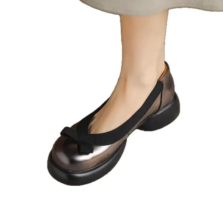 Fashion Round-Toe Thick-Soled Mary Jane Women's Shoes 2025 Autumn New Slip-On Middle-Aged Women's Versatile Small Leather Shoes - Image 7
